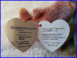TY Beanie Baby CLAUDE The Crab, Extremely Rare, With Many Errors, 1996