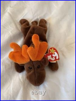 TY Beanie Baby Chocolate The Moose Toy RARE/TAG ERRORS, PVC Pellets 1993