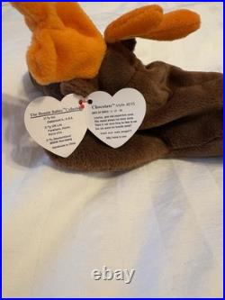 TY Beanie Baby Chocolate The Moose Toy RARE/TAG ERRORS, PVC Pellets 1993