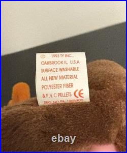 TY Beanie Baby Chocolate the Moose 1993 RARE WithERRORS