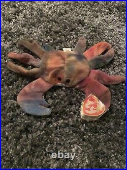 TY Beanie Baby Claude the Crab RARE TAG WITH ERRORS Retired