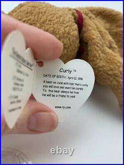 TY Beanie Baby Collection Retired Curly Bear April 12,1996 Rare Lots Of Errors