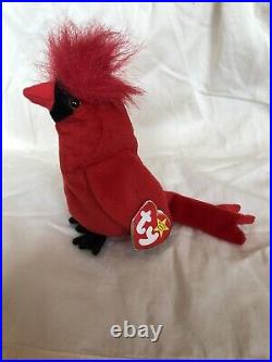 TY Beanie Baby Extremely Rare Mac the Cardinal Red withTag Errors Collectible