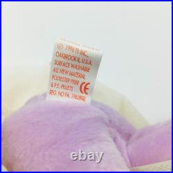TY Beanie Baby FLOPPITY the Bunny Purple 1996 Retired Rare With Dress Flower New