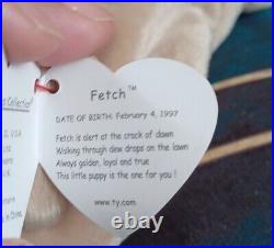 TY Beanie Baby Fetch the Dog 1997 RARE Tag Errors Pe Pellets