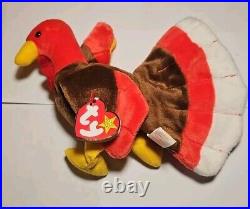 TY Beanie Baby GOBBLES the Turkey (5.5 in) RARE With Errors