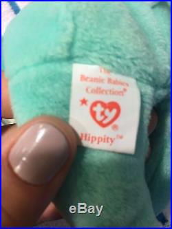 TY Beanie Baby Hippity Rare with multiple tag errors and P. V. C. Pellets