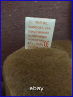 TY Beanie Baby Holiday 1996 Teddy Bear with Plastic Tag Holder RARE with Errors