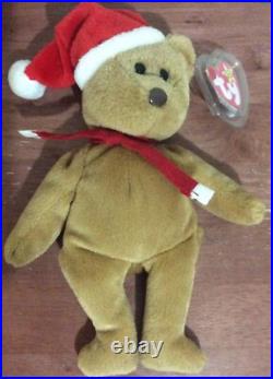TY Beanie Baby Holiday 1996 Teddy Bear with Plastic Tag Holder RARE with Errors