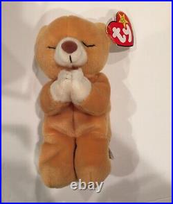 TY Beanie Baby Hope Praying Bear 1998 With Errors in Display Case RARE! NEW