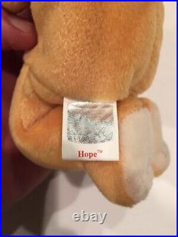 TY Beanie Baby Hope Praying Bear 1998 With Errors in Display Case RARE! NEW