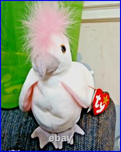 TY Beanie Baby Kuku the Cockatoo with ERRORS RARE RETIRED Bird 1997 1998
