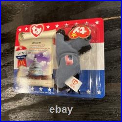 TY Beanie Baby, Lefty the Donkey- 1996 Rare. New in box. Mcdonalds American Trio