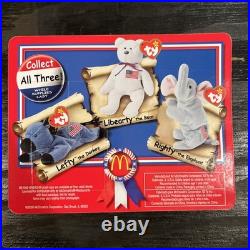 TY Beanie Baby, Lefty the Donkey- 1996 Rare. New in box. Mcdonalds American Trio