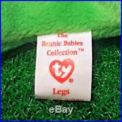 TY Beanie Baby Legs The Frog RARE 1993 No Star Tush Tag RETIRED Original 9 MWMT