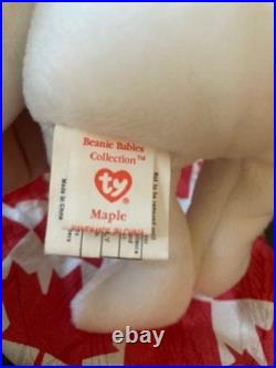 TY Beanie Baby MAPLE the Bear With Sleeping Bag Rare