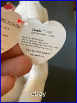 TY Beanie Baby MAPLE the Bear With Sleeping Bag Rare