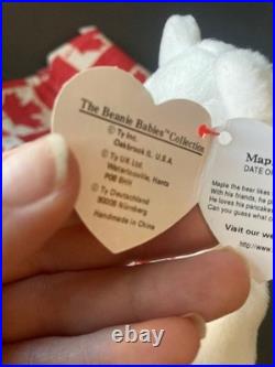 TY Beanie Baby MAPLE the Bear With Sleeping Bag Rare