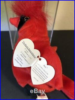 TY Beanie Baby Mac The Cardinal Rare with 4 Errors Retired COLLECTABLE NEW