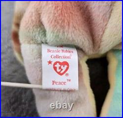 TY Beanie Baby Original Peace Bear Rare Retired Almost Mint Tag Withmutiple Errors