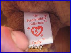 TY Beanie Baby Original Rare Curly multiple errors. Near mint. Retired