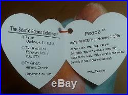 TY Beanie Baby PEACE 1996 -TAG ERRORS-Origiinal- NWT VERY RARE LQQK