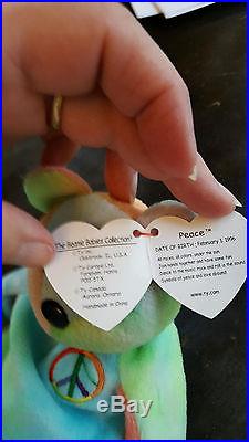 TY Beanie Baby PEACE The Ty-Dyed Bear Authenticated Rare