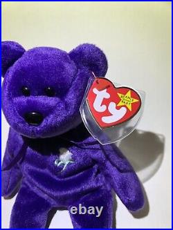 TY Beanie Baby PRINCESS DIANA the Purple Bear 1997 Retired Plush RARE Flawless
