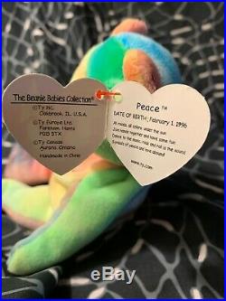 TY Beanie Baby Peace Bear Retired with Rare ERRORS- Very RARE