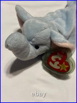 TY Beanie Baby Peanut the Elephant Light Blue 1995 Rare Style 4062