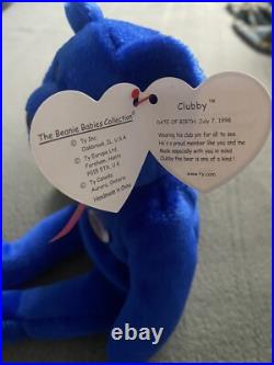 TY Beanie Baby RARE 1998 Clubby Bear With Errors Near Mint Condition TY Beanie Baby RARE 1998 Clubby Bear With Errors Near Mint Condition
