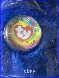 TY Beanie Baby RARE 1998 Clubby Bear WithErrors Tush Tag Swing Tag In Wrapper