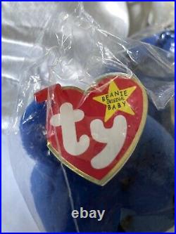 TY Beanie Baby RARE 1998 Clubby Bear WithErrors Tush Tag Swing Tag In Wrapper