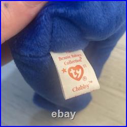 TY Beanie Baby RARE 1998 Clubby Bear with Errors Mint Condition & TAGs