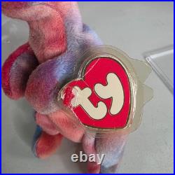TY Beanie Baby REX Dinosaur 1995 3rd Gen Hang Tag WithDamage Rare Retired T-Rex