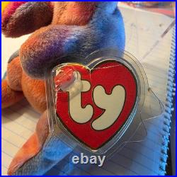 TY Beanie Baby REX Dinosaur 1995 3rd Gen Hang Tag WithDamage Rare Retired T-Rex