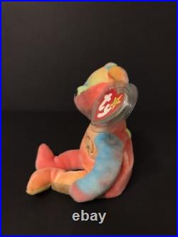 TY Beanie Baby Rare 1996 Peace Bear Bright/Neon Colors with Error Swing & Tush Tag