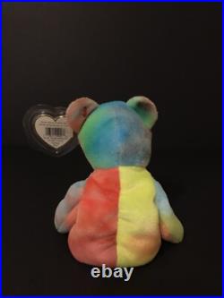 TY Beanie Baby Rare 1996 Peace Bear Bright/Neon Colors with Error Swing & Tush Tag