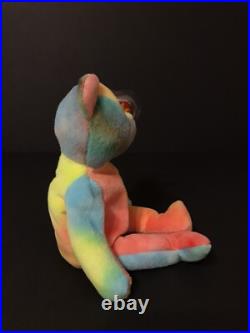 TY Beanie Baby Rare 1996 Peace Bear Bright/Neon Colors with Error Swing & Tush Tag