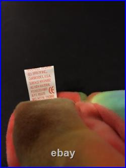 TY Beanie Baby Rare 1996 Peace Bear Bright/Neon Colors with Error Swing & Tush Tag