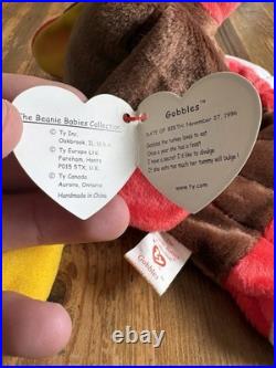 TY Beanie Baby Rare Gobbles 1996 The Turkey Original Mint P. E Pellets W Errors