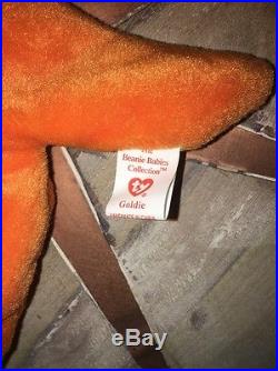 TY Beanie Baby Rare Goldie the Goldfish with Errors PVC Pellets