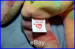 TY Beanie Baby Rare PEACE BEAR Original PVC with Tag Errors & No Stamp MINT