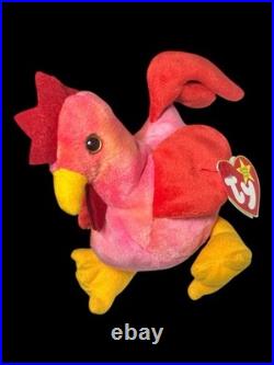 TY Beanie Baby Rare Retired Original Mint Condition 1996 Strut Rooster Pink Red