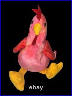 TY Beanie Baby Rare Retired Original Mint Condition 1996 Strut Rooster Pink Red