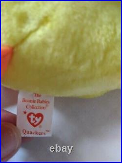 TY Beanie Baby Rare Retired Original Pristine Mint Condition 1994 Quackers Duck