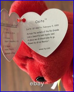 TY Beanie Baby Red Osito Bear Plush 1999 With Errors Mint Condition RARE