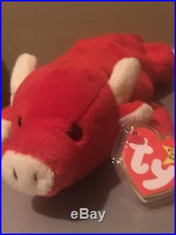 TY Beanie Baby SNORT Bull 1995RETIRED EXTREMELY RARE 4002 ALL ERRORS Popular