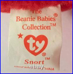 TY Beanie Baby SNORT THE BULL 1995 PVC Pellets ERRORS EXTREMELY RARE Retired