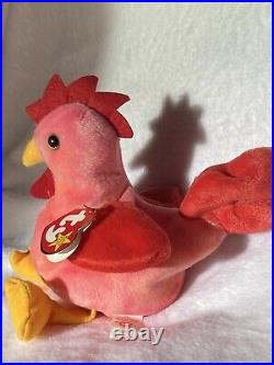 TY Beanie Baby STRUT The Rooster 1996 ERRORS MINT CONDITION Retired Rare